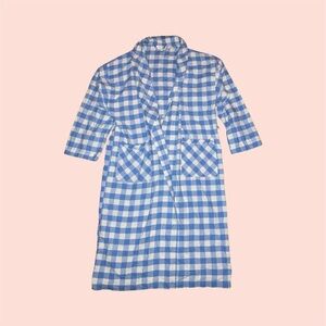 Vintage Blue Gingham Flannel Robe